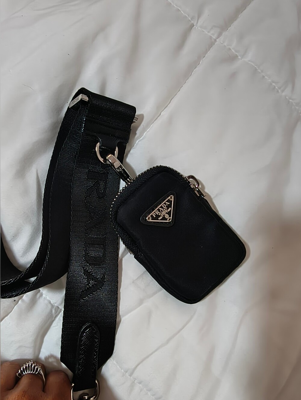 Prada Black Nylon Strap with Silver Logo Hardware - Picture 2 of 8
